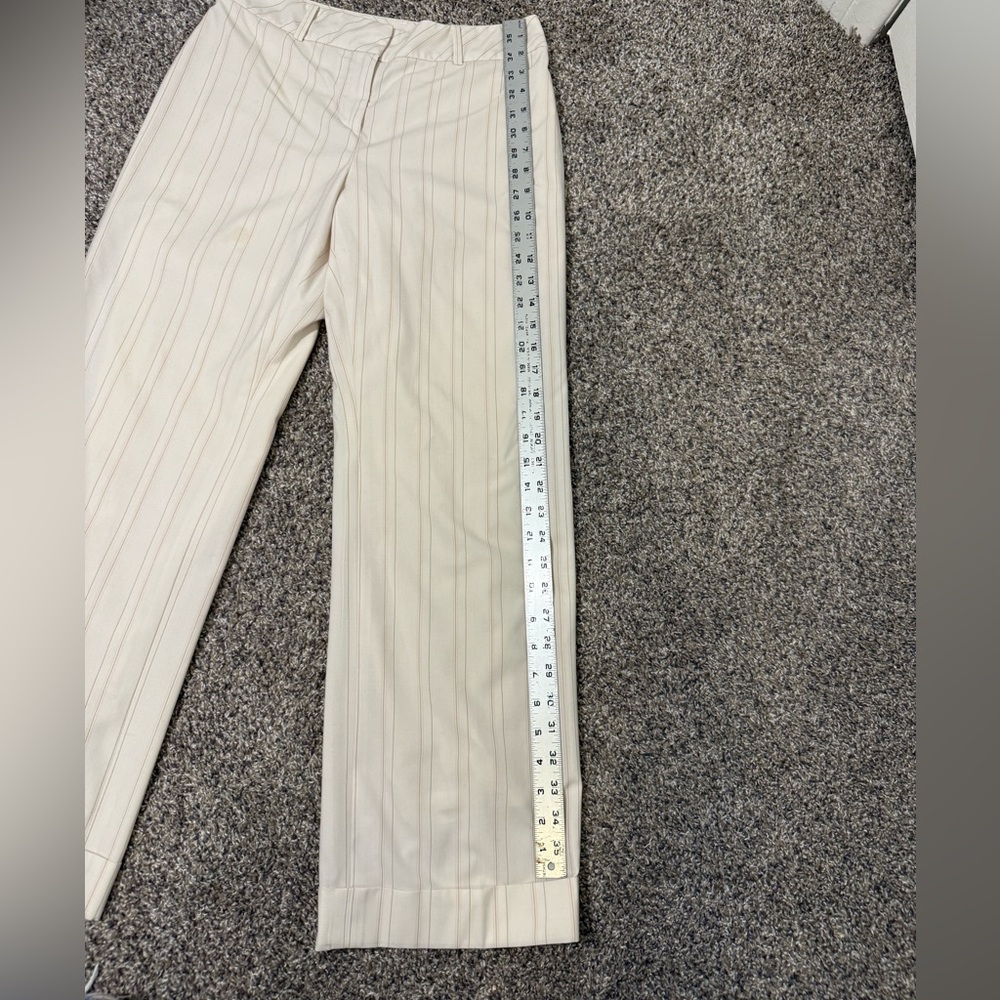 Ann Taylor LOFT Striped Cream Wide-Leg Pants - Picture 3 of 3